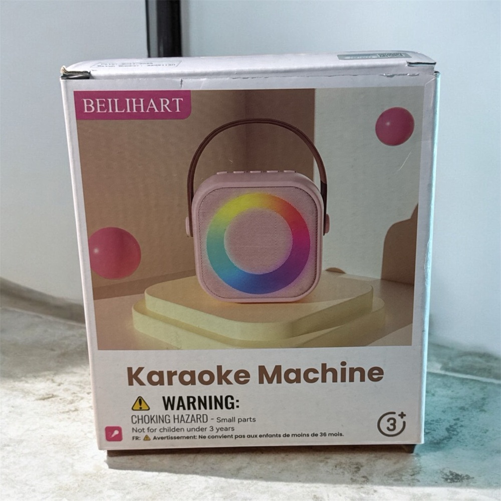 Beilhart Pink Karaoke Machine with LED Lights